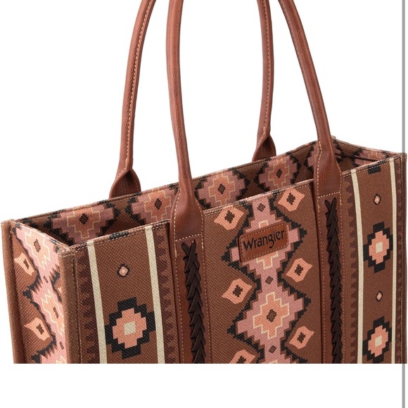 Wrangler Geometric Brown Tote Bag - Picture 4 of 13